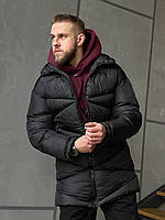 Куртка мужская зимняя длинная (черная) А8141 стильная теплая молодежная на синтепоне без капюшона стеганая M