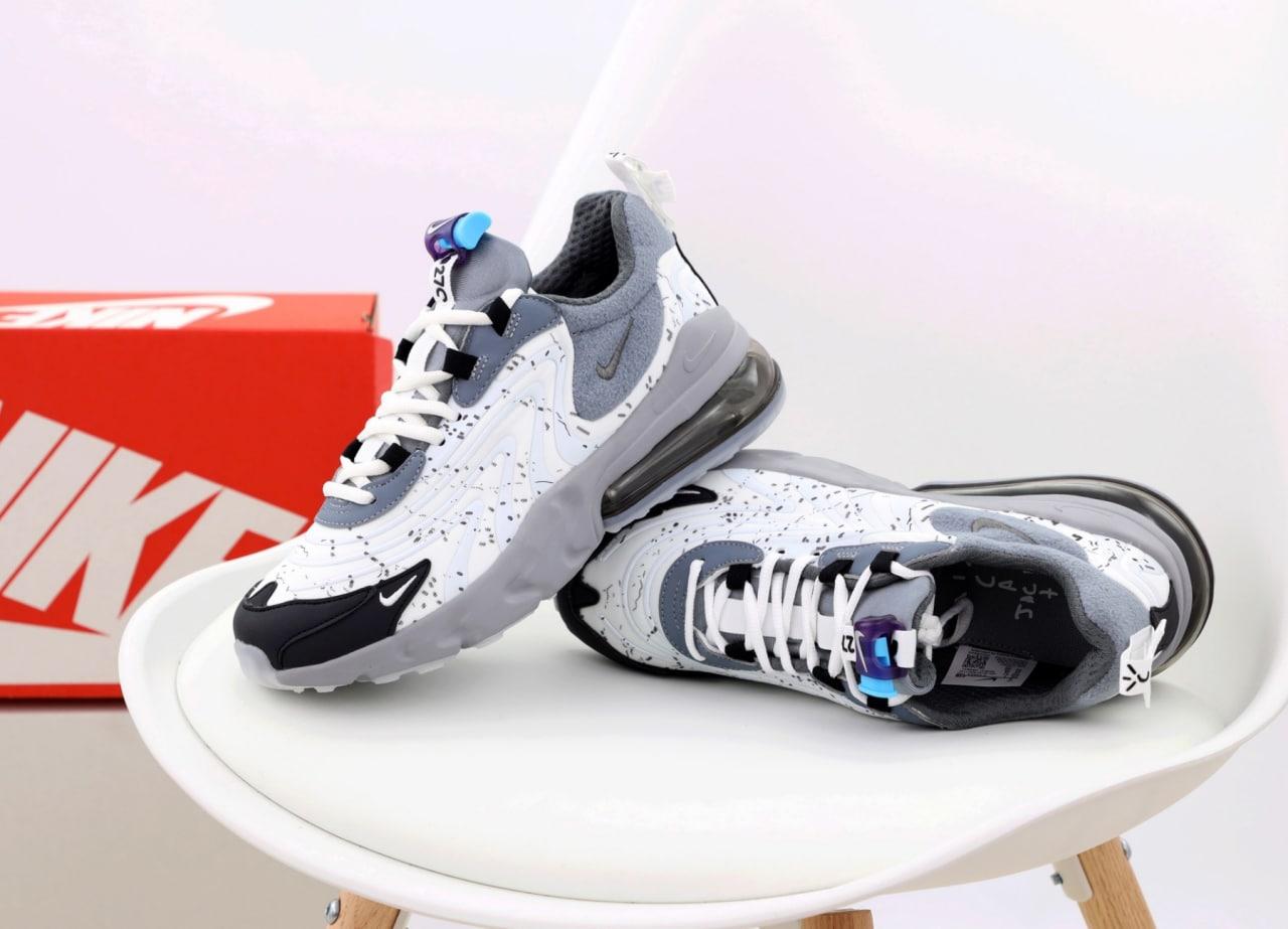 Чоловічі кросівки Nike Air Max 270 (білі із сірим і чорним) осінньо-весняні кроси для спорту та відпочинку К14000 top, фото 1