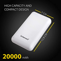 Зовнішній акумулятор павербанк для телефона 20000mAh Intenso XS20000 White