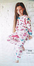 Комплект дитячий піжама зі штанами фліс на дівчинку з принтом  Wiktoria  558   білий з рожевим