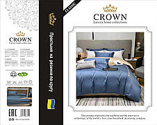 Постільна білизна сатин двокольорова Crown простирадло на гумці - колір світло розовий із мятним відворотом, фото 2