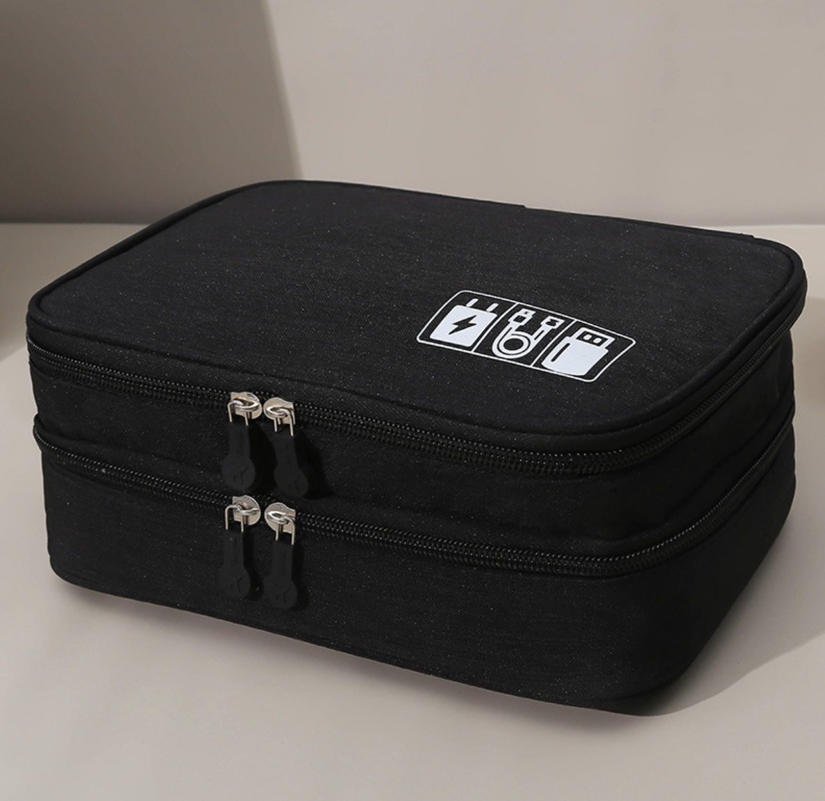 Дорожня сумка для кабелів / Органайзер для зарядок і проводів / Сумка-органайзер для електроніки  Чорний, фото 1