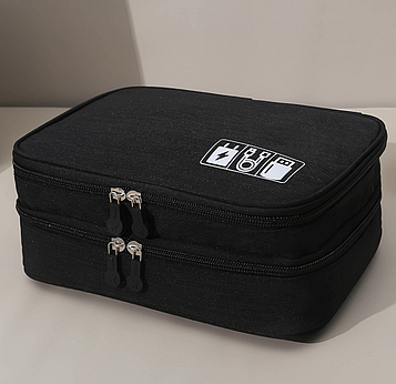 Дорожня сумка для кабелів / Органайзер для зарядок і проводів / Сумка-органайзер для електроніки  Чорний