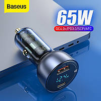 Адаптер автомобильний Baseus Particular Digital Display QC+PPS Dual Quick Charger 1USB/1Type-C, 5A/65W, QC/PD