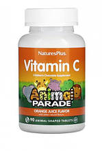 Natures Plus вітамін C для дітей з натуральним смаком апельсинового соку 90 таблеток у формі тварин