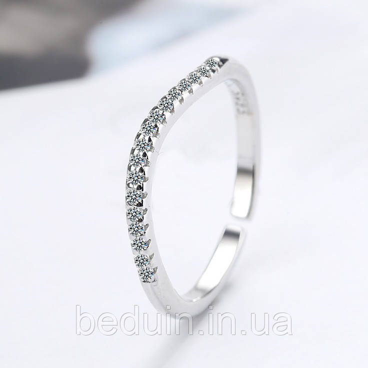 Посеребряное кольцо "Волна" цирконий - серебрянное покрытие 925 пробы EGYPT SILVER