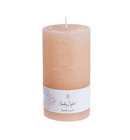 Декоративна бежева свічка 8*15 см із парафіну 75 годин горіння