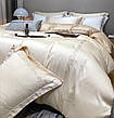 Постільна білизна сатин двокольорова Crown простирадло на гумці - колір бузковий із сірим відворотом, фото 6