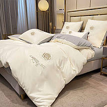 Постільна білизна Crown із запахом №5 - колір салатовий із кремовим відворотом, фото 5