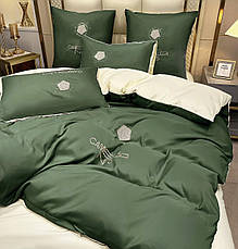 Постільна білизна Crown із запахом №5 - колір салатовий із кремовим відворотом, фото 3