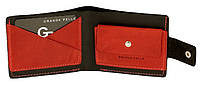 Універсальний шкіряний гаманець Grande Pelle для купюр і карток, чорне портмоне з монетницею, матове топ