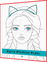 Розмальовка girls, fashion, cats. Книга подарка