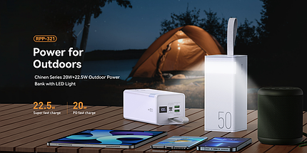 Зовнішній акумулятор Power Bank Remax Chinen Series RPP-321 Power Bank 22.5W 50000 mAh повербанк, фото 4