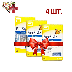 Тест смужки Фрі Стайл Оптіум (Freestyle Optium) 50 шт. 4 паковання