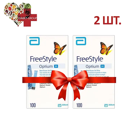 Тест смужки Фрі Стайл Оптіум Н (FreeStyle Optium H) 100 шт. 2 паковання, фото 1