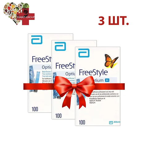 Тест смужки Фрі Стайл Оптіум Н (FreeStyle Optium H) 100 шт. 3 паковання, фото 1
