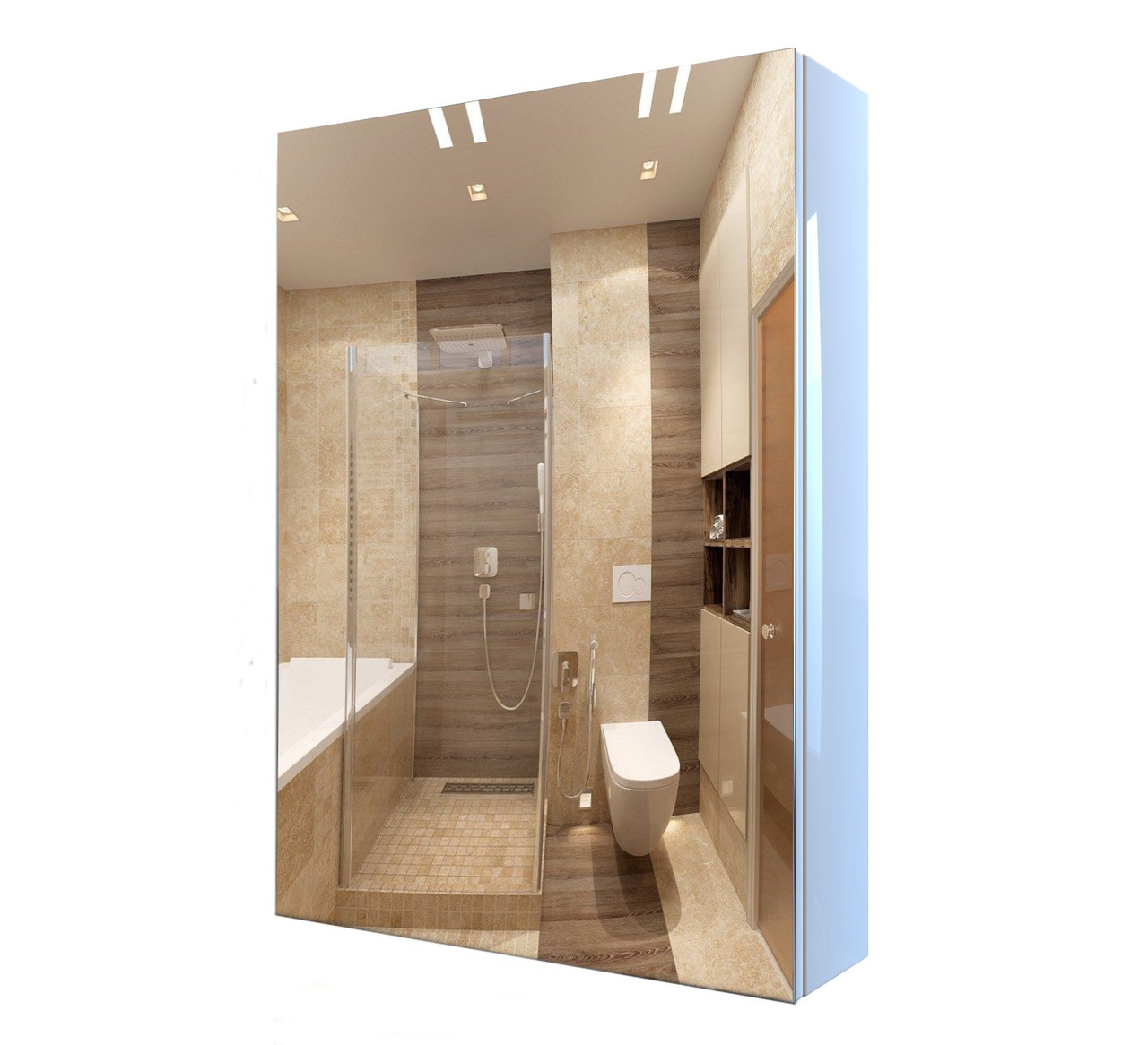 Шкафчик подвесной с зеркалом в ванную AQUARIUS Standard AQ-U1189509470 45x70x15см белый 152904 - фото 1 - id-p1736713657