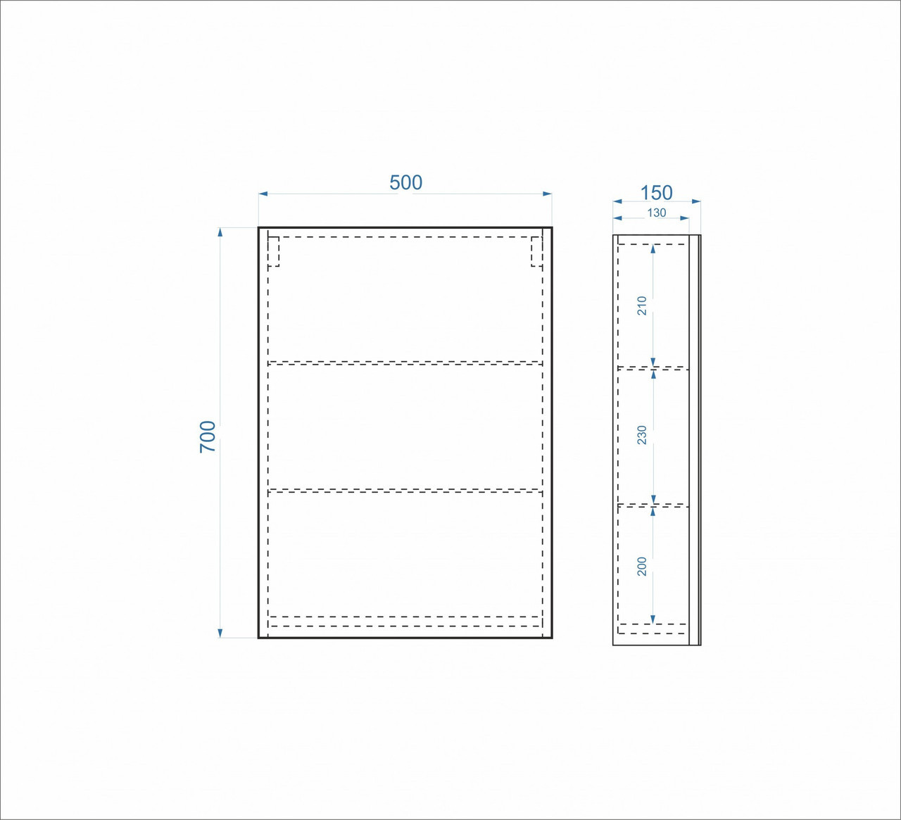 Шкафчик подвесной с зеркалом в ванную AQUARIUS Standard AQ-U1189856885 50x70x15см белый 152905 - фото 2 - id-p1736713658