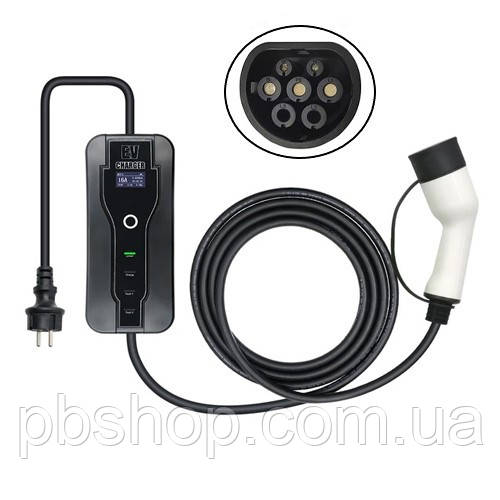 Зарядное устройство для электромобиля, разъем Type 2 IEC 62196, 16А, ЖК ...