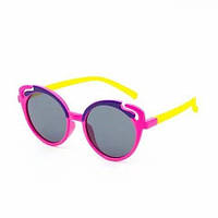 Детские очки солнцезащитные розовые с яркими вставками бабочка