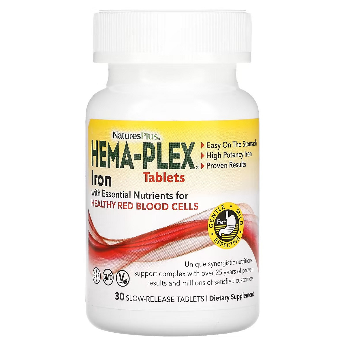Залізо з поживними речовинами, Hema-Plex, Iron with Essential Nutrients, Natures Plus, 30 таблеток