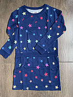 1, Трикотажное синее платье в звездочку с карманами Сhildrensplace Размер S 5-6 лет Рост 107-122 см