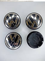Ковпачок на титани "VW" (56/66 мм) чорн/хром.пластик об'ємний логотип "3B7601171 Passat-Golf-Jeta"(4)