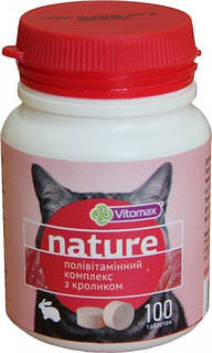 Полівітамінний комплекс Nature з кроликом для котів таблетки 100 шт. (201487) (4820150201487)