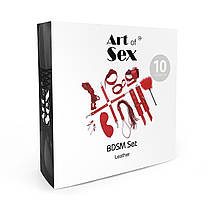 Набір Art of Sex — BDSM Set Leather, 10 предметів, натуральна шкіра, Чорний, фото 4