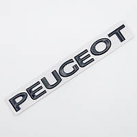 Эмблема надпись Peugeot (металл, чёрный, глянец)