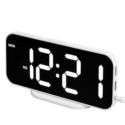 Годинник електронний настільний LOSSO Premium CHARGE з LED підсвічуванням (білий), будильник