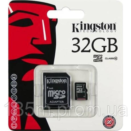 Карта пам'яті KINGSTON microSD 32GB Class 10  с адаптером