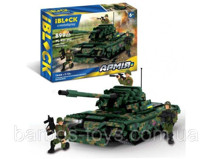 Конструктор IBLOCK Танк Т-72 Зелений 899 деталей (PL-921-392) для хлопчиків