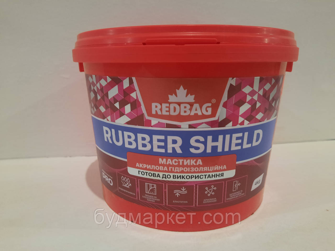 Мастика акрилова гідроізоляційна REDBAG RUBBER SHIELD, 4 кг