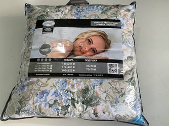 Подушка КЛАСИКА пух-перо 50/50 70х70см Лелека Текстиль Квіти на бежевому