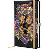Блокнот Гоґвортс Гаррі Поттер Axent Partner Hogwarts (середній, у клітинку, чорниий з принтом), фото 3
