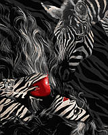 Картина по номерам Strateg ПРЕМИУМ Девушка и зебра с лаком размером 40х50 см VA-3426