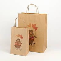 Пакети для дитячих подарунків 220*120*290 Коричневі подарункові пакети для цукерок з малюнком