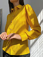 Модная женская элегантная лёгкая блуза полированный лен с легким напылением и жатым эффектом.Цвета4