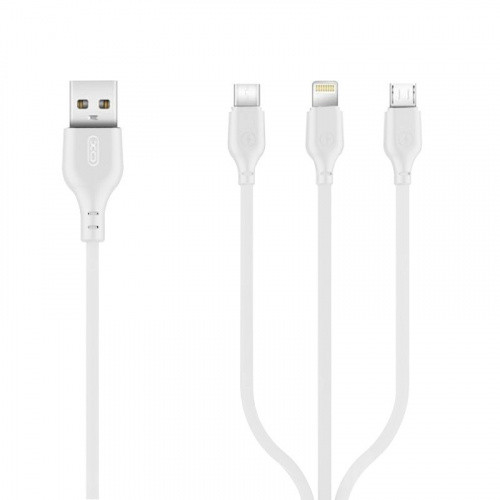 Кабель XO NB103 3in1 USB - (Lightning+MicroUSB+Type-C) 2.1A/1m (Білий)