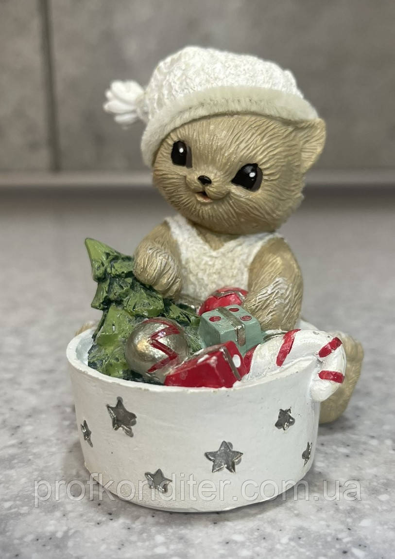 Силіконовий молд для шоколаду "Котик з корзинкою", фото 1