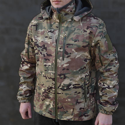 Куртка Softshell тактична камуфляж мультикам, тепла зимова куртка софтшел мультикам для військового ЗСУ бушлат