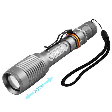 Ліхтар Police 2804-T6, ЗУ 220V, 2x18650, zoom, затискач, Box, фото 1