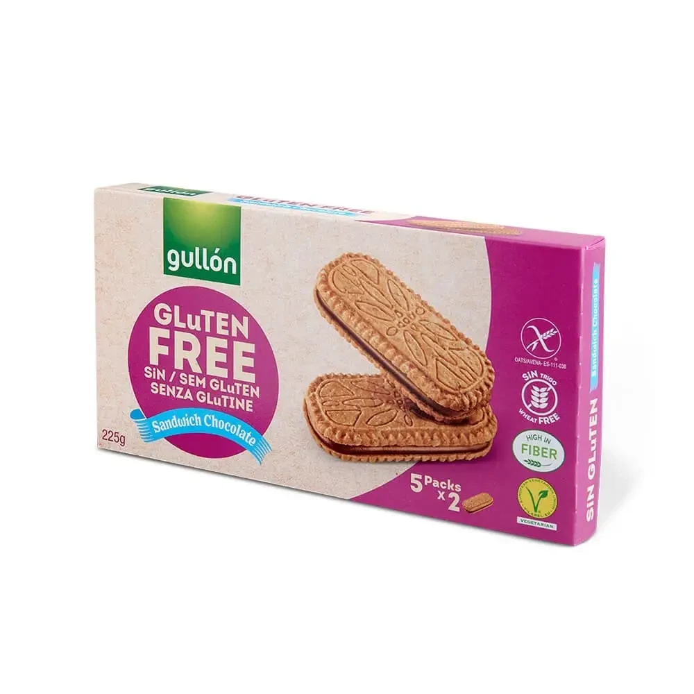 Печиво сендвіч із шоколадною начинкою без глютену Gullon Sandwich Chocolate Gluten Free 225 г Іспанія