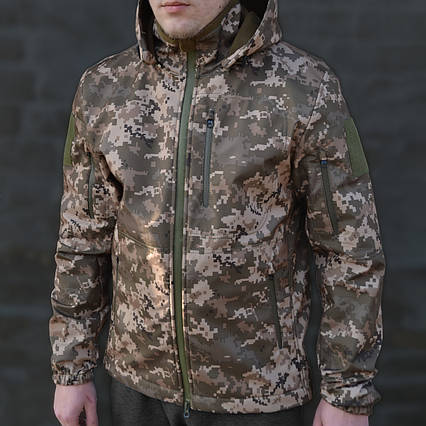 Куртка Softshell тактична камуфляж піксель, тепла зимова куртка софтшел піксель для військового ЗСУ бушлат