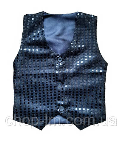 Жилетка дитяча чорна з паєтками (зріст 104 — 110 см), фото 1