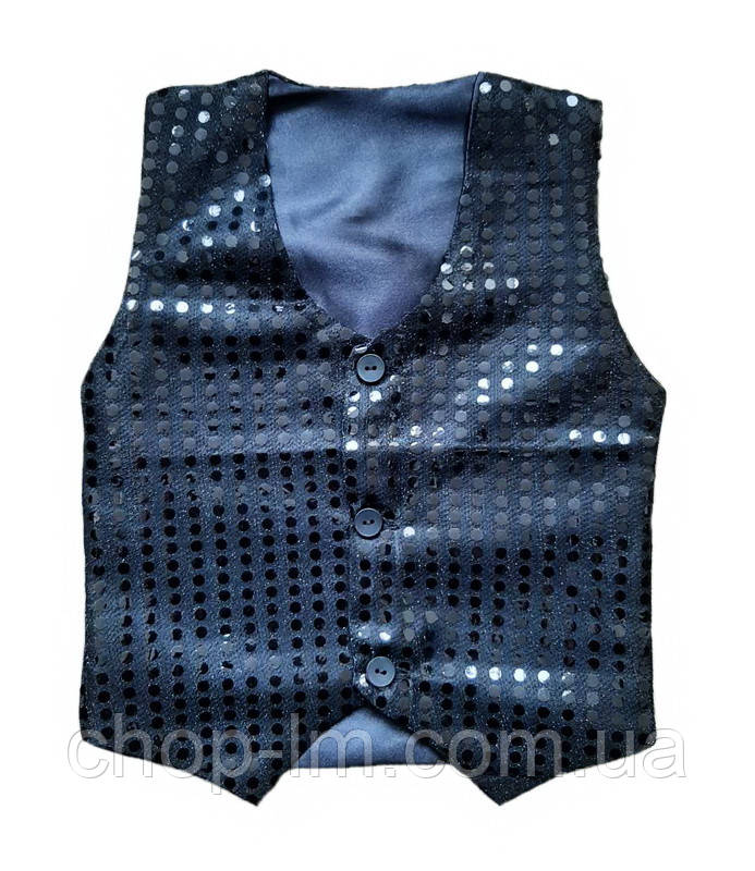 Жилетка дитяча чорна з паєтками (зріст 104 — 110 см)
