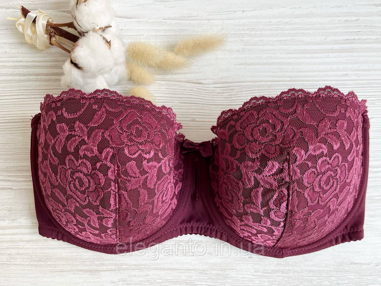 Купить Бюстгальтер - анжелика кружевной Anfen (чашка С) сливовый цвет ...