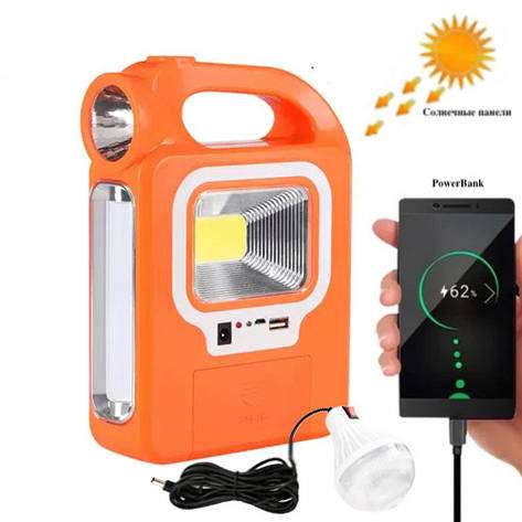 Світлодіодний ліхтар кемпінг на сонячній батареї 6399-А 2LED+COB, Power Bank, 2 шт АКБ 18650, ЗП micro US, фото 1