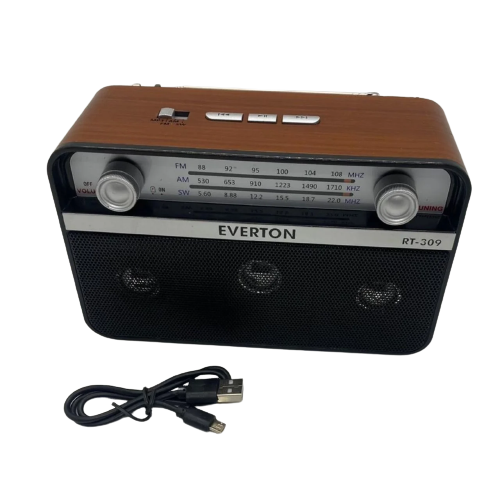 Потужний портативний радіоприймач Everton RT-309 FM/AM/SW/Bluetooth/USB з ліхтариком, фото 1